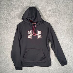 Under Armour Hooded Sweatshirt Hoodie Black Womens Medium Semi Fitted